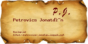 Petrovics Jonatán névjegykártya